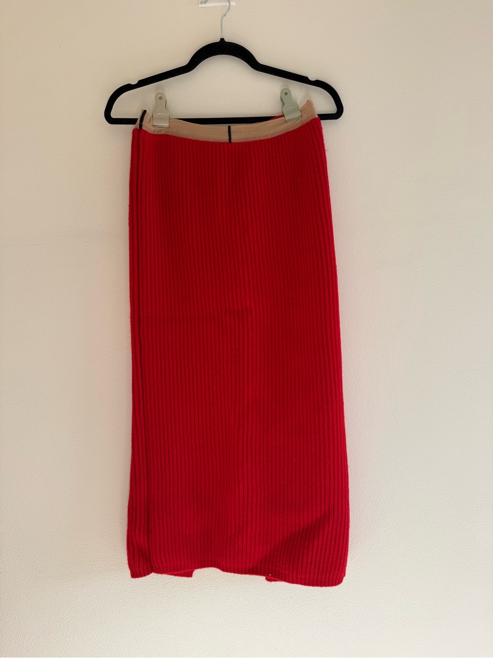 Calvin Klein 205W39NYC Ribbed Red Cashmere Midi Skirt • m
